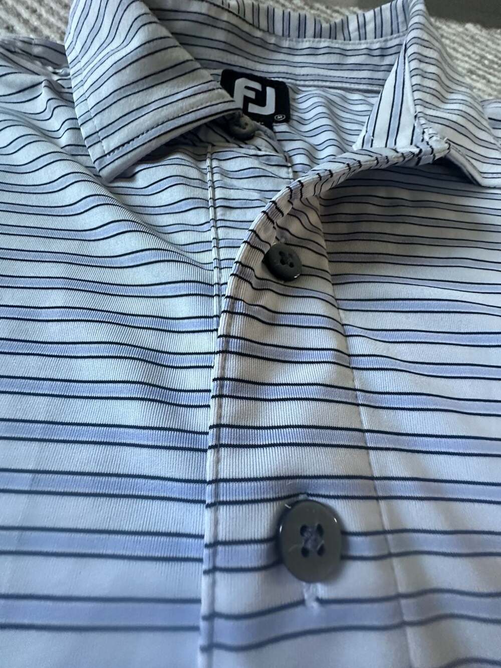 FootJoy Classic Stripe Polo Size M White Blue Golf Shirt